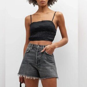 Onia Air Linen Smocked Tank - Black